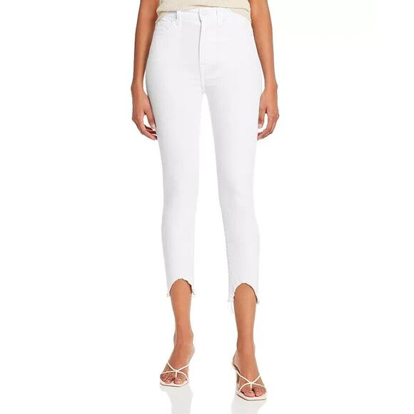 7 FOR ALL MANKIND NEW $185 Ankle Skinny Jean w/ Wave Hem Clean White Size 24 - Picture 1 of 5